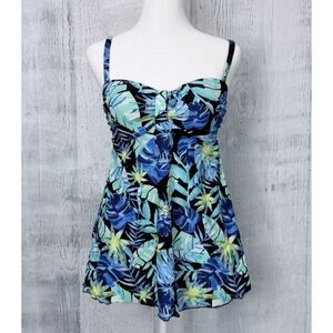 Surf Gear Tanki Top Swimwear Leaf Tropical Print Women's Size Small